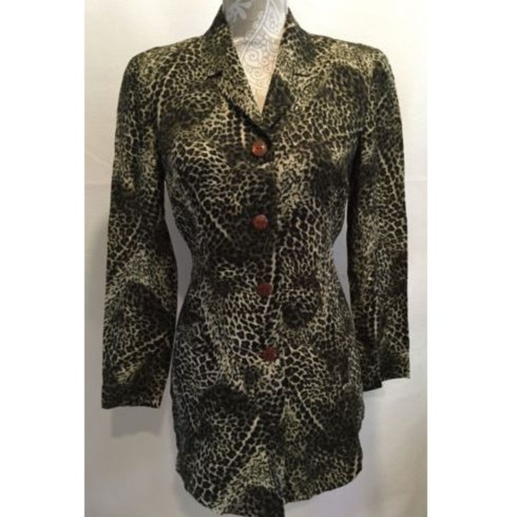 Dana Buchman Tops - Dana Buchman Animal Print Button Blouse Shirt Sz 2